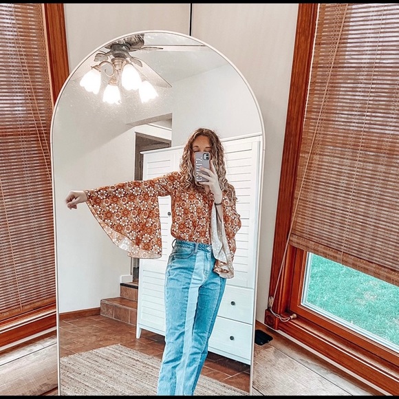 Tops - Floral Bodysuit With Bell Sleeves